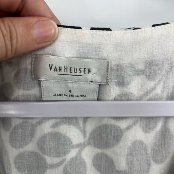 Van Heusen Y2K Babydoll Sleeveless Dress Sz 4 Preppy Office Leaf Midi Retro Mod - Picture 10 of 15